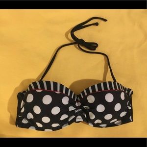 Black and White polka dot push up bikini top